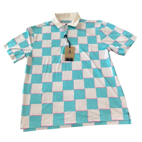 NWT Chubbies Size Small The Pawn Short Sleeve Performance Checkered Polo Shirt - Picture 2 of 4